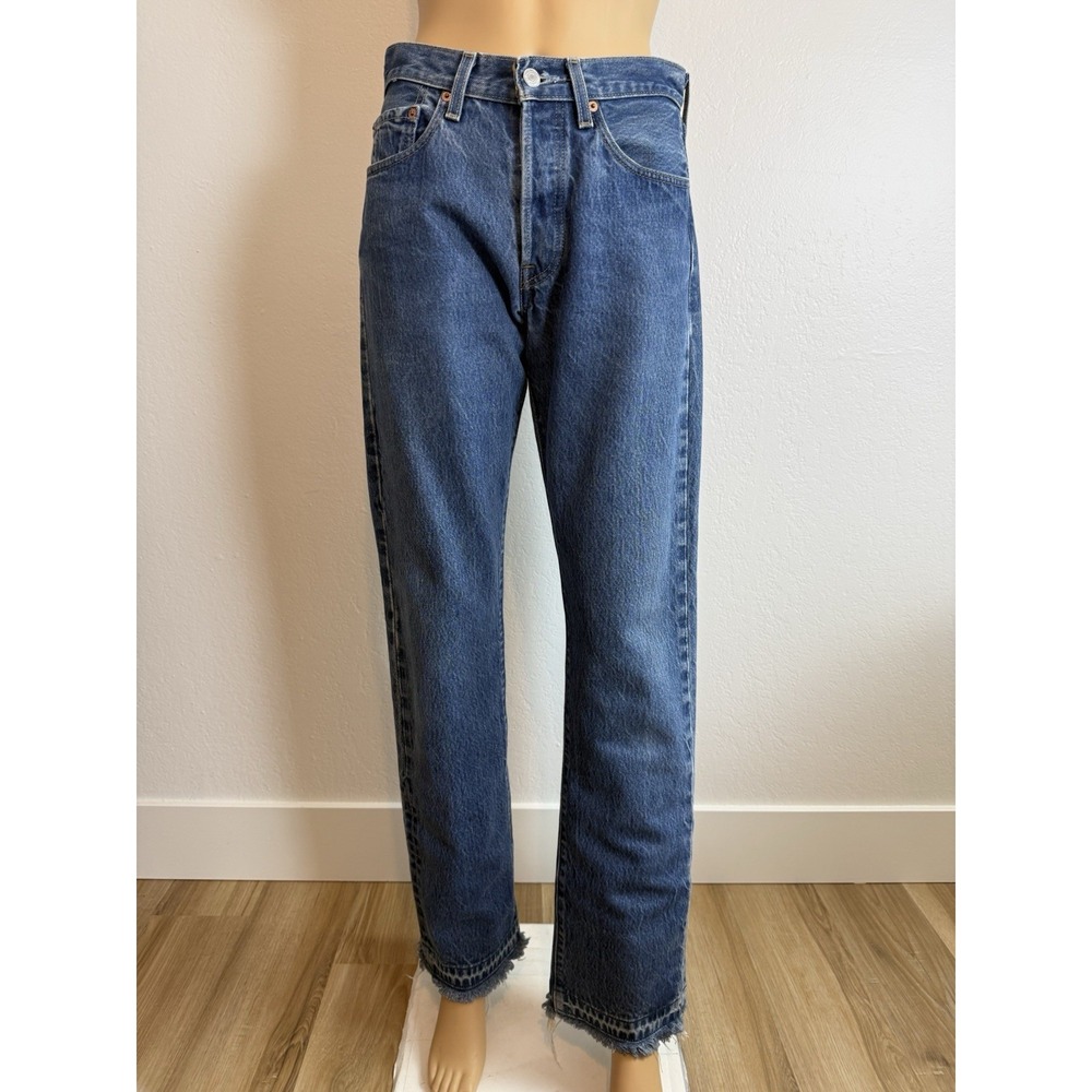 Levis 501xx Y2K Vintage Jean Sz 29x36 Womens Medium Wash Blue Long Boho Western - Picture 4 of 11
